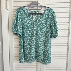 LC Lauren Conrad Teal Floral Blouse
